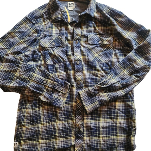 Reef‎ blue flannel mens size Large EUC - Picture 1 of 6